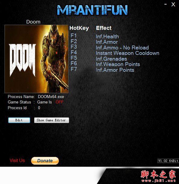 《毁灭战士4》v2018.10.21八项修改器[MrAntiFun]